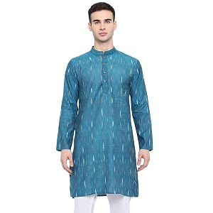Vastraa Fusion Mens Printed Kurta Pure Cotton