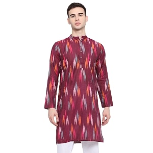 Vastraa Fusion Mens Printed Kurta Pure Cotton