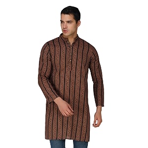 Vastraa Fusion Mens Printed Kurta Pure Cotton