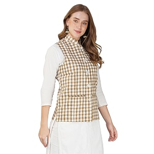 vastraa fusion solid indian traditional ethnic waistcoat festive woolen nehru jacket for women