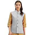 Vastraa Fusion Solid Indian Traditional Ethnic Waistcoat Festive Woolen Nehru Jacket for Women
