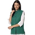 Vastraa Fusion Solid Indian Traditional Ethnic Waistcoat Festive Woolen Nehru Jacket for Women