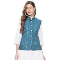 Vastraa Fusion Women39s Ikat Cotton Nehru Jacket
