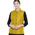 Vastraa Fusion Women Waist Coat Sleeveless Nehru Jacket Mandarin Collar Button Front Vest for Kurti Suit Office Casual
