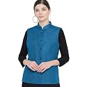 Vastraa Fusion Women Waist Coat Sleeveless Nehru Jacket Mandarin Collar Button Front Vest for Kurti Suit Office Casual