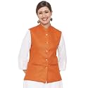 Vastraa Fusion Women Waist Coat Sleeveless Nehru Jacket Mandarin Collar Button Front Vest for Kurti Suit Office Casual