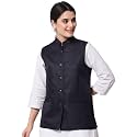 Vastraa Fusion Women Waist Coat Sleeveless Nehru Jacket Mandarin Collar Button Front Vest for Kurti Suit Office Casual