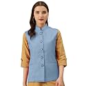 Vastraa Fusion Women Waist Coat Sleeveless Nehru Jacket Mandarin Collar Button Front Vest for Kurti Suit Office Casual