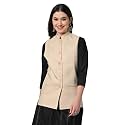 Vastraa Fusion Women Waist Coat Sleeveless Nehru Jacket Mandarin Collar Button Front Vest for Kurti Suit Office Casual