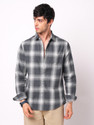VASTRADO Men Checkered Casual Grey Shirt