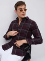 VASTRADO Men Checkered Casual Maroon Shirt