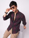 VASTRADO Men Checkered Casual Purple Shirt