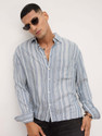 VASTRADO Men Oversized Fit Striped Cut Away