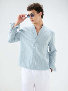 VASTRADO Men Regular Fit Striped Collarless Collar