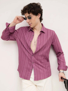 VASTRADO Men Regular Fit Striped Cut Away
