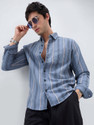 VASTRADO Men Regular Fit Striped Cut Away