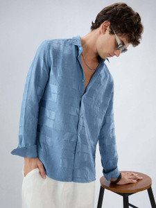 VASTRADO Men Self Design Casual Blue Shirt