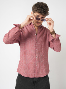 VASTRADO Men Self Design Casual Pink Shirt