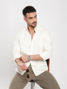 VASTRADO Men Solid Casual Beige Shirt