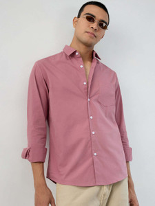 VASTRADO Men Solid Casual Pink Shirt