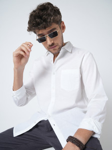 VASTRADO Men Solid Casual White Shirt