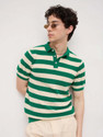 VASTRADO Striped Men Polo Neck Green T-Shirt