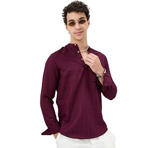 VASTRADO Wine Ladder Striped Evening Kurta MK8605A