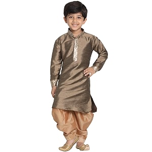 VASTRAMAY Boys Silk Blend Solid Kurta and