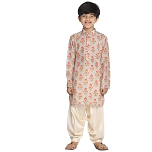 VASTRAMAY Boys Ajrak Kurta Patiyala Set