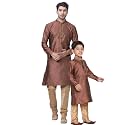 VASTRAMAY Baap Beta Maroon Kurta and Pyjama