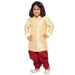 vastramay boys linen cotton kurta set for independence day celebrations- digital floral print ethnic wear with mandarin collar