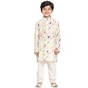 Vastramay Boys Linen Cotton Kurta Set for Independence Day Celebrations- Digital Floral Print Ethnic Wear with Mandarin Collar
