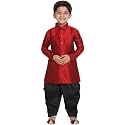 Vastramay Boys Linen Cotton Kurta Set for Independence Day Celebrations- Digital Floral Print Ethnic Wear with Mandarin Collar