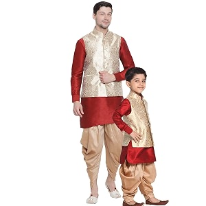 VASTRAMAY Cotton Silk Blend Boys Kurta Set
