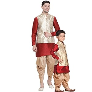 VASTRAMAY Cotton Silk Blend Boys Kurta Set