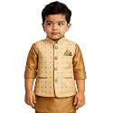 VASTRAMAY Deep Blue Cotton Silk Blend Boys Nehru Modi Jacket