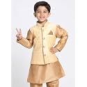 JBN Creation Boys' Gold Silk Blend Nehru Jacket (VASBJ009GO, for 18-24 Months)