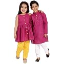 VASTRAMAY Girl's Cotton Solid Clothing Set