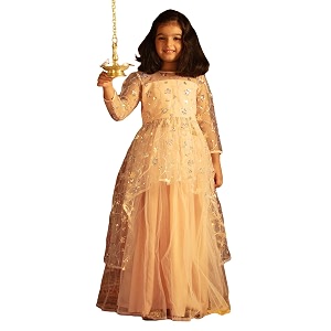 VASTRAMAY Girls Net Floral Lehenga Set