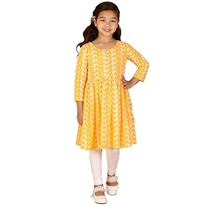 VASTRAMAY Girls Cotton Kurta Set - Chikankari