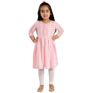 VASTRAMAY Girls Cotton Kurta Set - Chikankari