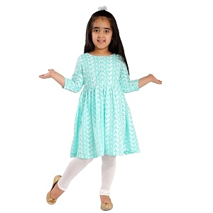 VASTRAMAY Girls Cotton Kurta Set - Chikankari