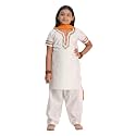 VASTRAMAY Girls White Viscose Kurta Set 