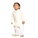 VASTRAMAY Infant Boys Cream And White Cotton Blend Kurta Pyjama Set_VSHISBK066CRnPWH_16