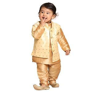 vastramay infant boys gold silk blend nehru jacket_vshisbj009go_14
