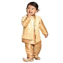 VASTRAMAY Infant Boys Gold Silk Blend Nehru Jacket_VSHISBJ009GO_18