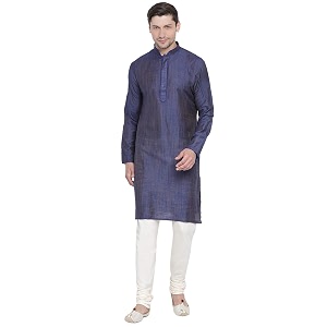 VASTRAMAY Mens Beige Cotton Kurta and Pyjama