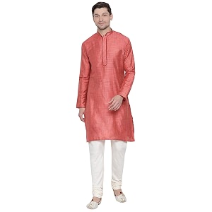 VASTRAMAY Mens Beige Cotton Kurta and Pyjama