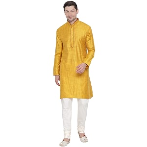 VASTRAMAY Mens Beige Cotton Kurta and Pyjama