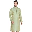 VASTRAMAY Men39s Beige Cotton Silk Blend Kurta